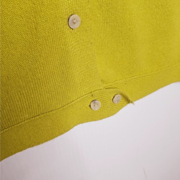 Vintage 90s Express Tricot Collar Cardigan Sweater Boxy Chartreuse Medium Grunge - Picture 6 of 10